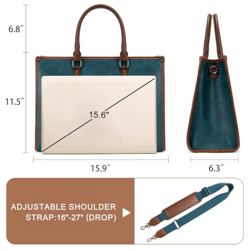 Montana West Laptop Tote Bag for Women 15.6 Inch Computer Bags Business Office Work Briefcase With Adjustable Shoulder Strap - color: Dark Blue