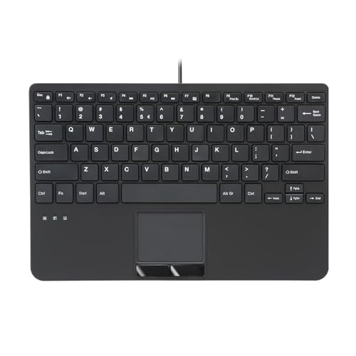 Perixx PERIBOARD-525 US, Wired Mini USB Keyboard with Touchpad - X Type Scissor Keys - 11.18x7.17x1.1 Inches - Build-in 2 USB Hubs - US English - style: Touchpad Keyboard