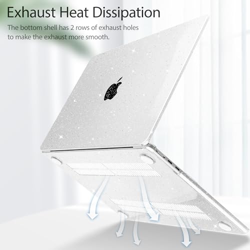 Case for MacBook Air 15 Inch 2026-2023 Release M5 A3448 M4 A3241 M3 A3114 M2 A2941, Hard Shell with Screen Protector & Keyboard Cover, Compatible with Touch ID, Sparkle Clear - color: Sparkle Clear