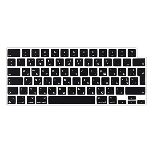 HRH Keyboard Cover Skin EU for MacBook Air 13”15"(M5-M2)&Pro 14”16"(M5-M1) | Ukrainian,Black,2026-2021,A3426 A3427 A3434 A2992,Neo 13" A18,Precise Fit,Dust Proof,Waterproof,Durable,Keyboard Accessories - color: Ukrainian