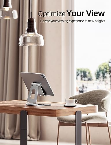 Nulaxy Dual Adjustable Foldable iPad Stand, Full Aluminum, Silver | Desktop Tablet Holder, Tablet Accessories for Office Kindle Compatible with All Mobile Devices, Ipads and Phones - color: B-Silver