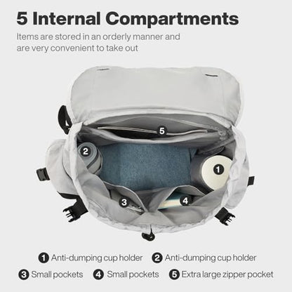 mixi Travel Backpack for Women Men, 18 Inch Carry On Laptop Backpack Flight Approved fits 16'' Laptop, Lightweight Waterproof Hiking Backpack Travel Outdoor Business Casual Daypack, Light Gray - color: Light Gray