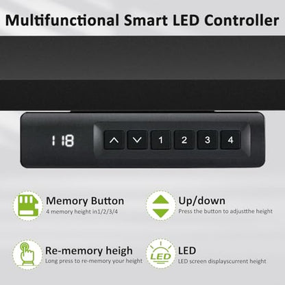 farexon Electric Standing Desk Adjustable Height, 63x24 Inches Computer Desk with Rolling Wheels, Mouse Pad,Multifunctional Stand up Desk for Home/Office(Black) - color: Black, size: 63 x 24''