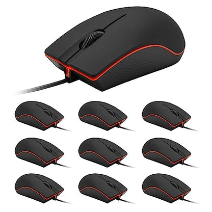 Guiheng 10 Pack Wired Mouse - USB Wired Computer Mouse for Right or Left Hand, Ergonomic with Durable Clicks for PC, Laptop, Desktop, Chromebook, Notebook, Mac - color: 10 pack black