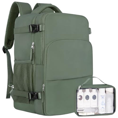 Sinaliy Personal Item Backpack, Carry on Travel Backpack with Multi-Pockets, Waterproof Casual College 16inch Laptop Backpack for Men Women, Army Green | Waterproof 16 Inch Laptop Backpack for Work, College, Weekend, Business, Travel Bag with Wet Pocket,