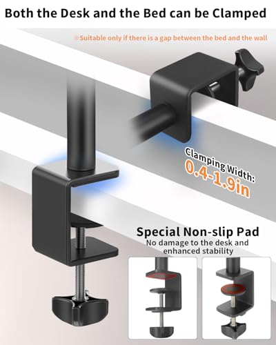 HEMMOTOP Magic Arm Desk Mount/Clamp, 28" | Overhead iPhone Mount, Adjustable Camera Arm for iPad, for Yeti Snowball Microphone, Light, Webcam, Action Camera AS05