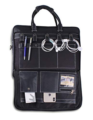 18 Inch Leather Laptop Bag for Computer Bag for Men– Supple Genuine Leather Briefcases for Men W/Padded Laptop Case Leather - color: Black