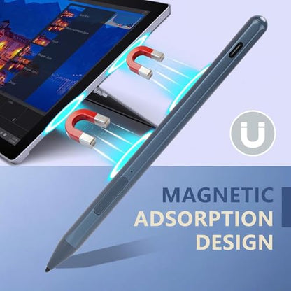 Active Pen, Stylus Pen for Touchscreen Laptop with 4096 Pressure Levels, Rechargeable Digital for Drawing and Writing with Palm Rejection (Blue) - color: Blue