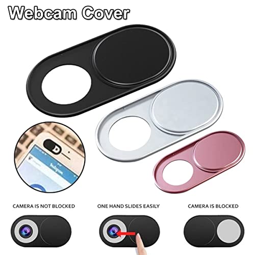 3 Pack Ultra Thin Metal Web Camera Slide Camera Cover Sticker Camera Privacy Covers for Smartphone Laptop (Black) - color: Black