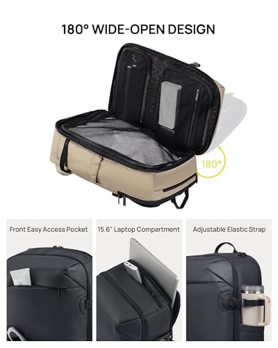 NINETYGO Casual Backpack for Men & Women, Brown | Airline Approved Carry On, Waterproof, 24.7L, Detachable Shoulder Bag, Fits 15.6 Inch Laptop - color: Brown