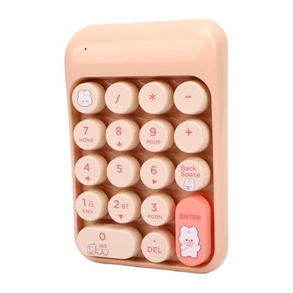 Wireless Numeric Keypad 18 Keys Bluetooth and 2.4G Number Pad with Ergonomic Concave Keycaps and Fade Print for Laptop Desktop Accounting Data Entry Spreadsheets (Milk Tea Color) - color: Milk Tea Color