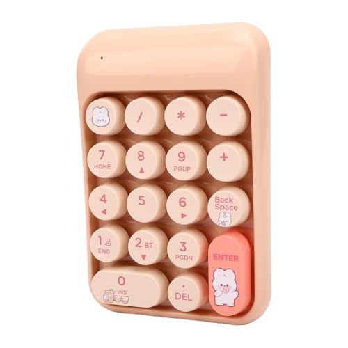 Wireless Numeric Keypad 18 Keys Bluetooth and 2.4G Number Pad with Ergonomic Concave Keycaps and Fade Print for Laptop Desktop Accounting Data Entry Spreadsheets (Milk Tea Color) - color: Milk Tea Color