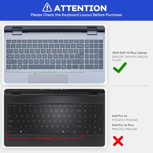 Keyboard Cover for 2025 Dell 16 Plus Laptop DB16250, Dell 16 Plus 2-in-1 Laptops DB16255 DB06250, Dell 16 Laptop DC16250 DC16251, Dell Inspiron 16 5640 5645 Keyboard Skin Protector, Black - color: Black