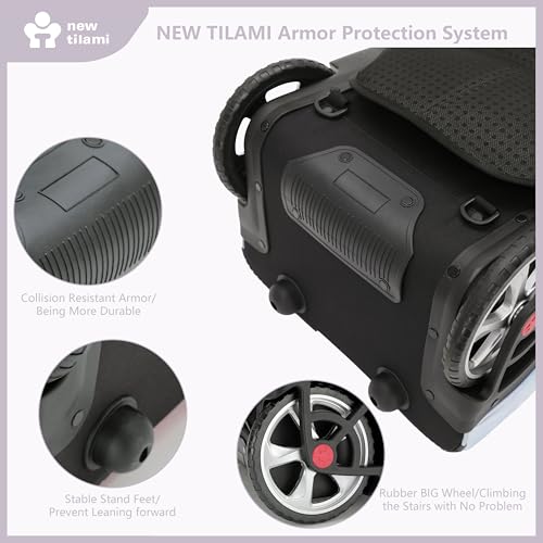 NEW TILAMI 20 Inch Rolling Backpack for School Stair-Climbing Big Wheel | Teen Boys Girls Carry-on Suitcase Large Organizer Compartment 15.6 Laptop Sleeve Adjustable Handle Roller Travel Bag College - color: Pink Blue