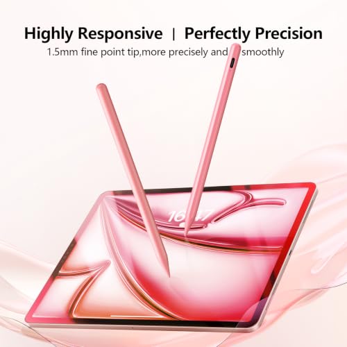 Stylus Pen for iPad 6-11th Gen 2X Fast Charge, Palm Rejection-Pink | Tilt Sensitivity, USB-C Charge, Compatible with 2018-2026 Apple Pencil iPad Pro 11/12.9/13, Air 3/4/5/M2/M3/M4, mini 5/6/7 - color: Pink