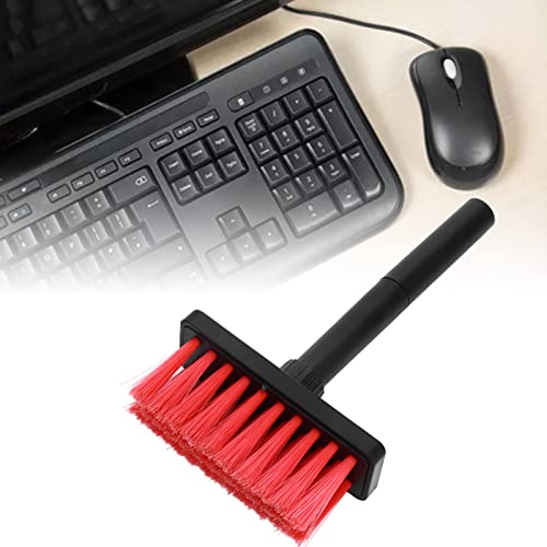 Aramox Keyboard Brush Plastic Cleaning Brush Pen 5 in 1 Double Head Design with Metal Nib Flocked Sponge 3 Row for Headphones Keycaps Laptop Tablet Camera Users (Black Red) - color: Black Red