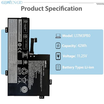 L17M3PB0 Laptop Battery Replacement for Lenovo 100E 300E 2nd 500E Chromebook 1st 2nd Gen C340-11 S340-14 Ideapad Flex 3 CB-11IGL05 100e-81 300e-81 L18D3PG1 L17C3PG0 L17L3PB0
