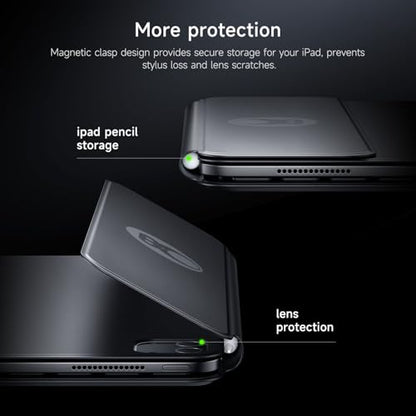 HOU Keyboard Case for iPad Air 11" M4/M3/M2, 5th/4th Gen & Pro 11" 1st/2nd/3rd/4th Generation, Ultra Slim Smart Folio,Full-Surface Touchpad,Stylus Holder, Lens Protection, Ideal for Work & Travel