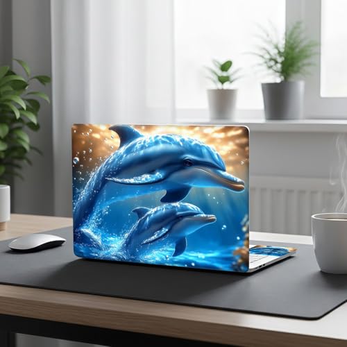 Aesthetic Laptop Skin Cover,12-15.6 Inch Universal Vinyl Sticker Decal,Waterproof Scratch-Resistant Notebook Wrap,Removable Residue-Free Protector,Dolphin Ocean Life - color: Dolphin Ocean Life