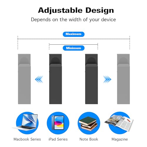 Adjustable Side Laptop Mount, No Drill Desk Storage Organizer, Metal Hanging Notebooks Holder, Punch-Free Clamp for MacBook Pro, Documents With Anti-Scratch Silicone