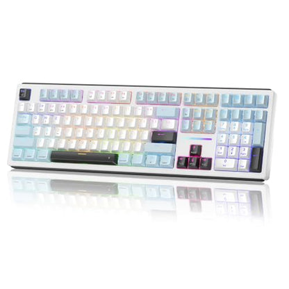 Redragon K771 Wireless Mechanical Keyboard, 108-Key Gaming Keyboard with 4 Extra Hotkeys, 5-Layer Noise Dampening, Pre-lubed Linear Switches, Hot-swap Custom RGB Keyboard for PC/Mac - Blue&White - color: Blue-White