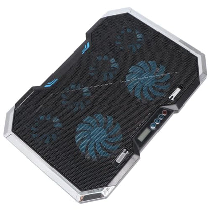 Luxshiny Silent Laptop Cooling Pad with RGB Lighting Effects with 6 Fans and Adjustable Height Stand, USB Cooler Dual USB Ports, and Iron Hollowed Shell for Gaming and Office Laptops