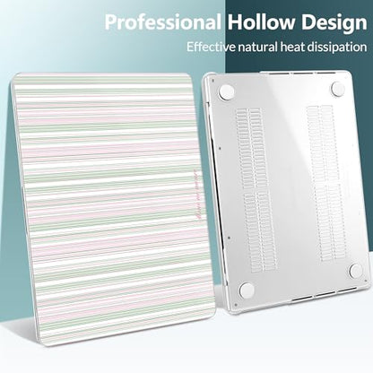 TWOLSKOO Compatible with MacBook Pro 14 inch Case M5 2026 2025-2021 Release M4 M3 M2 M1 Pro/Max Chip, Plastic Hard Shell & Keyboard Cover & USB C to USB Adapter & Screen Film, Pastel Stripes - color: Pastel Stripes