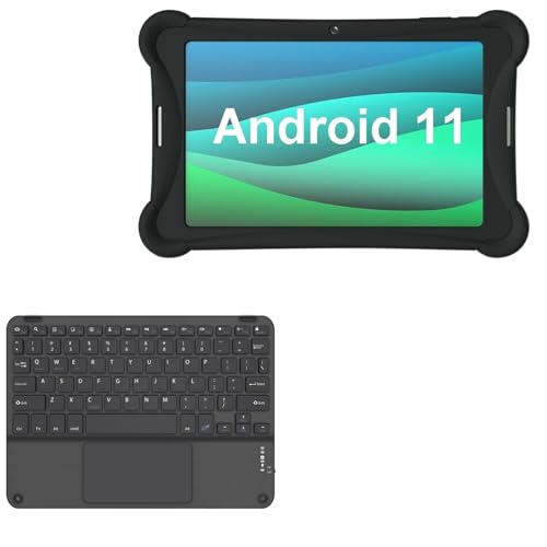 BoxWave Keyboard Compatible with Visual Land Prestige Elite 10QH - SlimKeys Bluetooth Keyboard with Trackpad, Portable Slim TouchPad - Jet Black