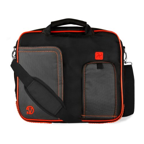 15.6 Inch Laptop Briefcase Shoulder Bag, Water Resistant Nylon Messenger Bag, Padded Compartment, Trolley Strap - color: Red