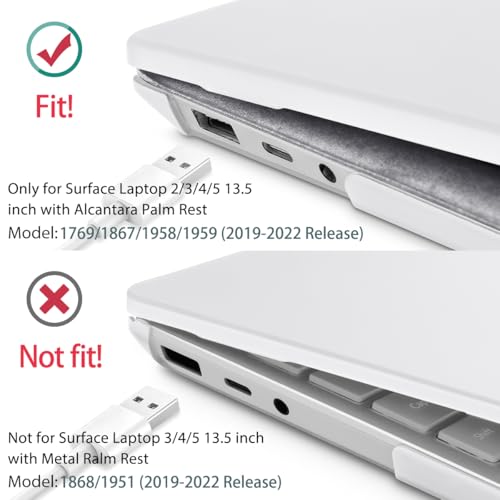 May Chen Case for 13.5" Microsoft Surface Laptop 3/4/5 with Alcantara Palm Rest Model 1867 1958 1950 (2019 2021 2022), Plastic Hard Shell Case with Keyboard Cover + Screen Protector, Matte Clear - color: Matte Clear