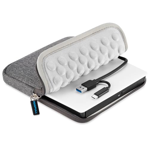 ROOFULL External CD DVD Drive for Mac & Laptop with Carrying Case | USB-C 3.0 Portable CD DVD Burner Player Reader Writer ROM +/-RW Drive for Apple MacBook PC Windows 11/10/7 Linux Computer - style: 2 in 1 Drive (White) + Carrying Case