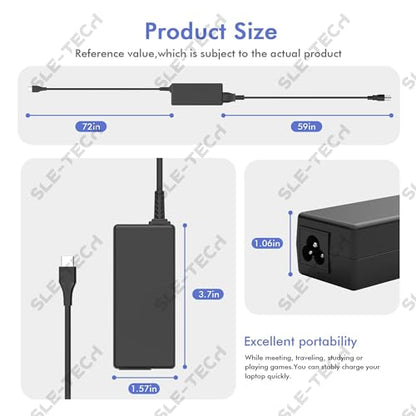SLE-TECH 45W USB-C Laptop Charger for Chromebook HP Lenovo Dell Acer Asus | Fits Lenovo C330 S330 Duet 3, Dell 5190 3189, HP x360 11 14a, Acer Spin 311, Asus C204, 30W/45W Type C Fast Charging Power