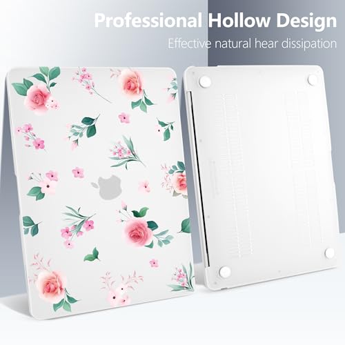 Batianda LumiArt Case for MacBook Air 13 inch 2018-2020, Peach Rose | Fits Model A2337 M1/A2179/A1932, with Elegant Botanical Design, Slim Hard Shell For Designers, Women and Girls Floral Lovers - color: Peach rose