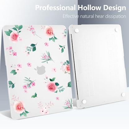 Batianda LumiArt Case for MacBook Air 13 inch 2018-2020, Peach Rose | Fits Model A2337 M1/A2179/A1932, with Elegant Botanical Design, Slim Hard Shell For Designers, Women and Girls Floral Lovers - color: Peach rose