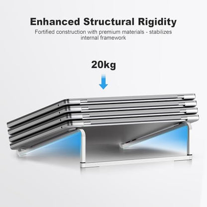 Foldable Laptop Stand for Desk, Silver | Universal Laptop Riser, Ventilated Holder Mount, Compatible with MacBook, Notebook - color: Silver