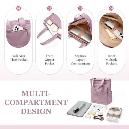 GOLF SUPAGS Convertible Laptop Backpack for Women Casual Daypack Notebook Tote Bag for Work College Travel Leisure (Pinkish Purple) - color: Pinkish Purple