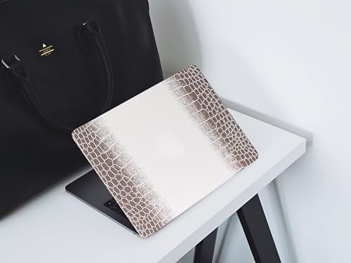 Crocodile Case for MacBook Air 13 inch 2026 M5, 2022-2025 M4/M3/M2 | Model A3449 A3240 A3113 A2681, Texture Crocodile Aligator Skin Snakeskin PU Leather Hardshell & Keyboard Cover, Taupe Ombre - color: ## Taupe Ombre Crocodile