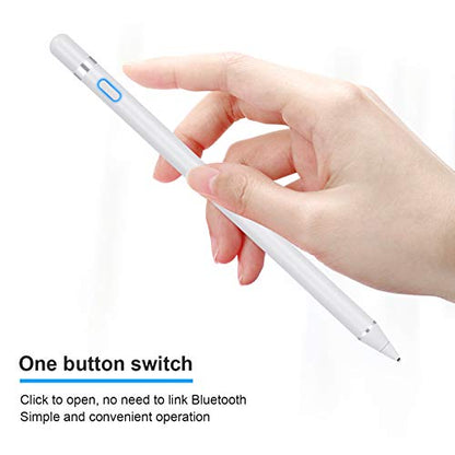 Stylus Pen for Touch Screens, Rechargeable 1.5mm Fine Point Smart Pencil Digital Active Stylus Pen Compatible with iPad and Most Tablet by NVOPERANG (White)
