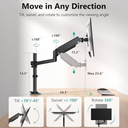 WALI Single Monitor Arm 13-32 Inch+WALI Laptop Tray Desk Mount(GSDM001+GSDM00LP)