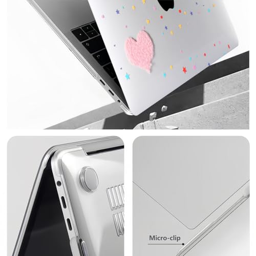 DTangLsm Compatible with MacBook Air 13 inch Case 2022 2021 2020-2018 Model A2337 M1 A2179 A1932 Cute Plush Clear Plastic Hard Shell Case with Colorful Stars & Keyboard Cover, Cute Plush Hearts - color: #2 Two Plush Hearts