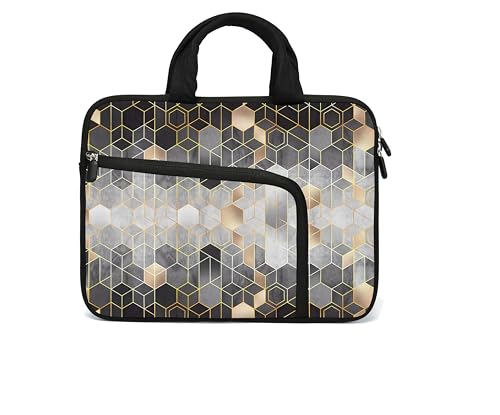 14 15 15.4 15.6 inch Laptop Handle Bag Computer Protect Case Pouch Holder Notebook Sleeve Neoprene Cover Soft Carrying Case with Extra Pockets For Dell Lenovo HP Chromebook (Geometry) - color: Geometry, size: For 14" 15-15.6 Inch