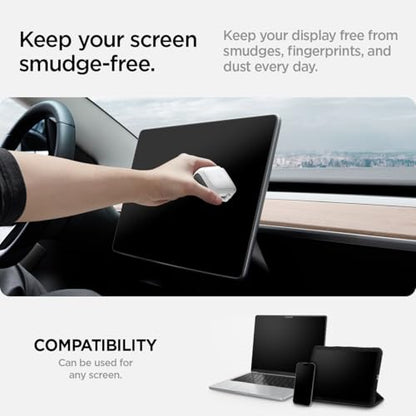 Spigen EZ Slide & Brush Screen Cleaner for Tesla Model Y 2025/26 (Juniper) & 3/Y/S/X/Cybertruck and Screens, Phones, Laptops, Tablets (Extra Microfiber Pad Included) [White] | Tesla Model Y 2025/26 (Juniper) & 3/Y/S/X/Cybertruck and Screens, Phones, Lapto