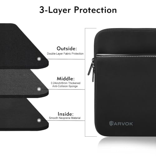 ARVOK Laptop Sleeve for MacBook Air/Pro, Notebook Computer Tablet Pouch Cover for HP/Dell/Lenovo/Asus/Acer/Samsung, Water Resistant Neoprene Laptop Case with Pocket, Black (15 inch) - size: 15 inch