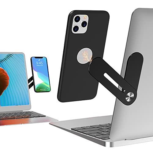 DK177 Laptop Phone Holder, Laptop or Desktop Monitor Side Mount Phone Holder, Slim Portable Foldable Smartphone Stand, Computer Monitor Expansion Bracket, Compatible with Any Phone, Black - color: Black