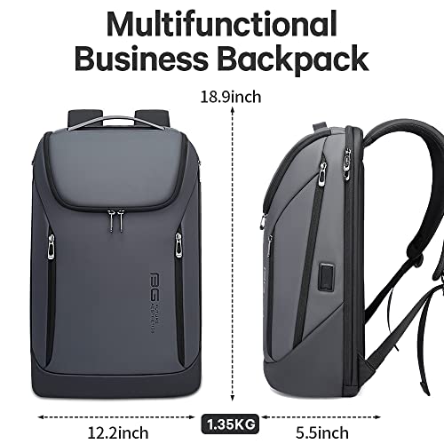 BANGE Business Smart Backpack Waterproof fit 15.6 Inch Laptop Backpack with USB Charging Port,Travel Durable Backpack - color: Grey