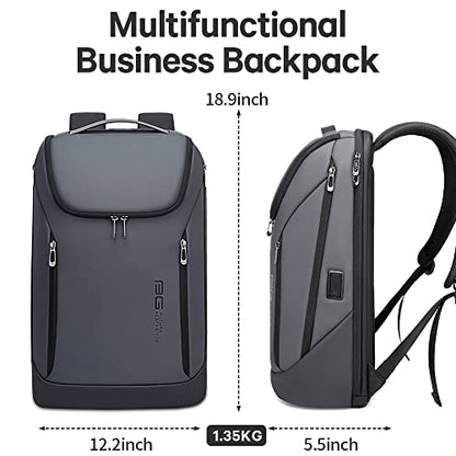BANGE Business Smart Backpack Waterproof fit 15.6 Inch Laptop Backpack with USB Charging Port,Travel Durable Backpack - color: Grey