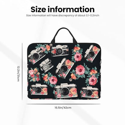 14 Inch Laptop Sleeve Case Waterproof Travel Laptop Bag Handbag Shockproof Protective Computer Cover Flower Camera Carrying Bag Briefcase with Handle for 13-14 Inch Notebook