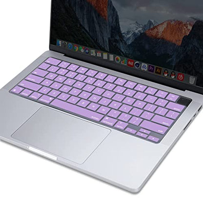 MOSISO Keyboard Cover Skin Compatible with MacBook Air 15 inch M3 M2 | A3114 A2941/Air 13.6 A3113 A2681/Pro 14/16 M4 M3 M2 M1, Light Purple - color: Light Purple