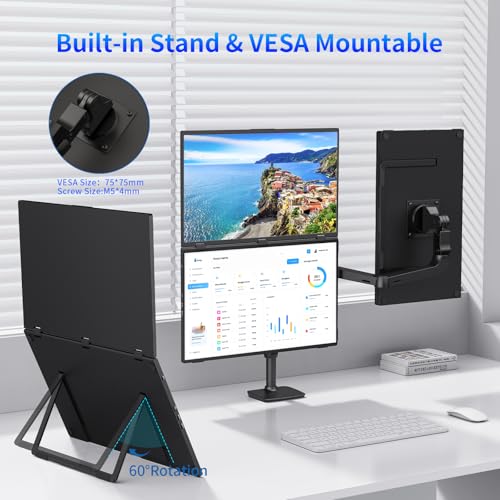 MAGICRAVEN Portable Dual Monitor for Laptop, Foldable Laptop Screen Extender, Plug & Play No Driver, 1080P FHD IPS 100Hz Triple Screen for Travel & Office, Compatible with Mac, Windows -18.5" - size: 18.5"