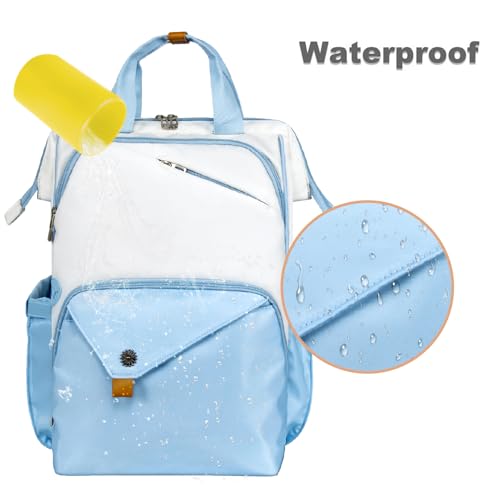 Hap Tim Travel Backpack Carry On Flight Approved, Laptop Backpack for School, Work Backpack Woman, White Blue（7651-WB） - color: White Blue